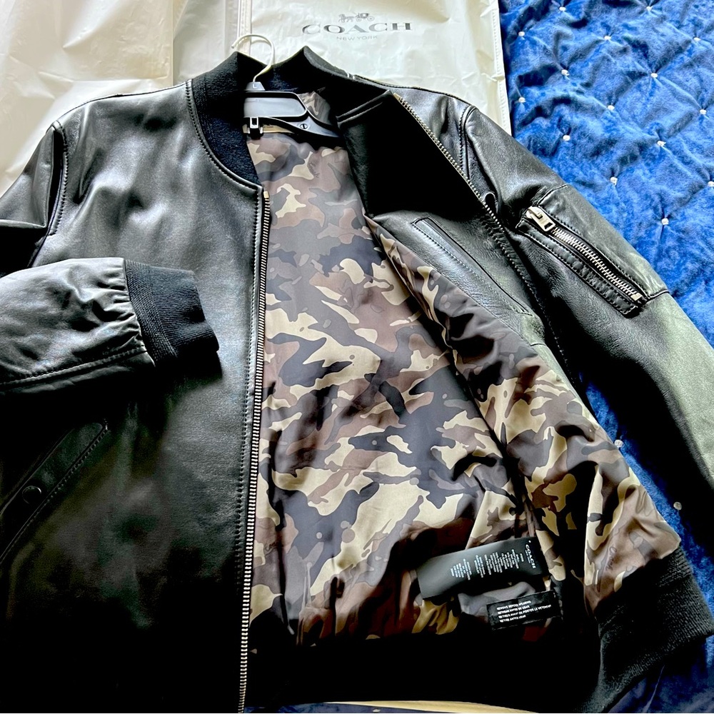 Coach Leather Jacket - Large - Black